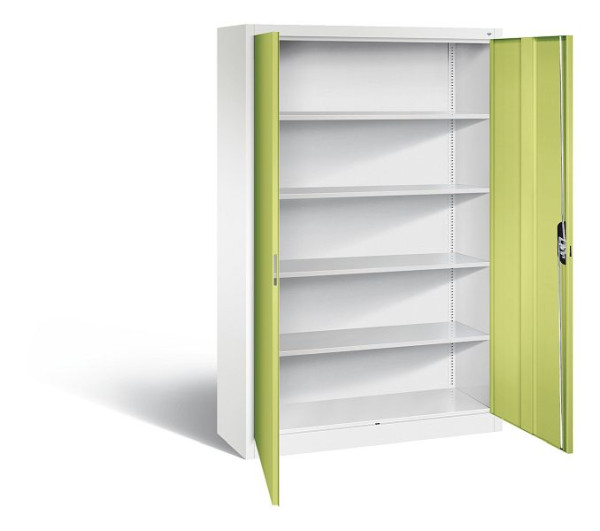 C+P Büroschrank Acurado, H1950xB1200xT400mm, Farbe: Verkehrsweiß / Viridingrün, Muldengriff, 5 OH, 9460-000 S10941