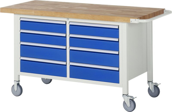 RAU Fahrbare Werkbank Serie 8000, Doppel-Unterbau-Container (8x Schublade), 1500x880x700 mm, 05-8477A2-157B4S.11