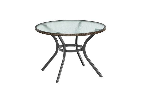 Merxx Ravenna Tisch Ø 100 cm, graphit/schoko, matte Glasplatte, Aluminiumgestell mit Kunststoffgeflecht, 28211-210