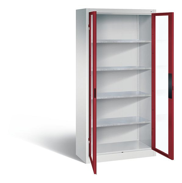 C+P Werkzeugschrank Acurado, H1950xB930xT400mm, Farbe: Lichtgrau / Rubinrot, Muldengriff, 8920-0552 S10013
