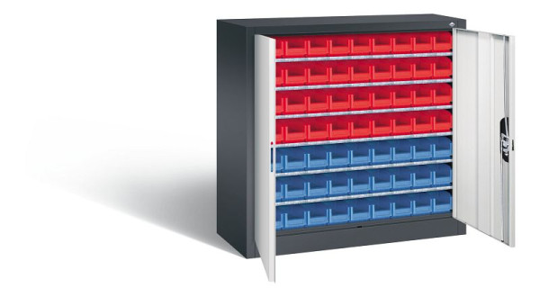 C+P Magazinschrank Serie 13, H1000xB1000xT420mm, Farbe: Schwarzgrau / Lichtgrau, 133944-24 S10009