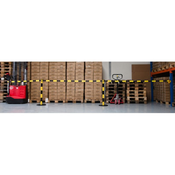 Stein HGS Personenleitsystem -P-Line Direct-, gelb mit schwarzer Folierung, rot/weiß geblockt, mit Gurtendstück (Standard), Gurtlänge: 2,3 m, 40004-3302