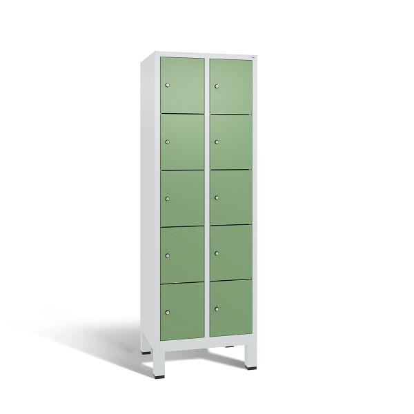 C+P Schließfachschrank Evolo, 10 Fächer, H1850xB610xT500 mm, Grau/Resedagrün, 48010-205 S10207