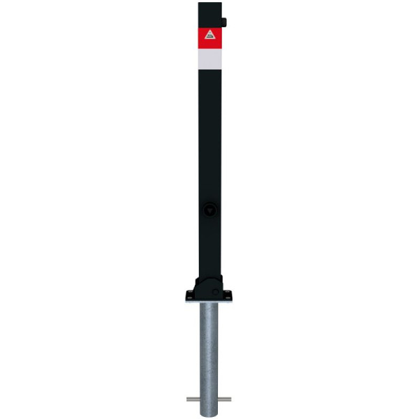 STEIN HGS Absperrpfosten 70 x 70 mm, schwarz matt, Länge 1300 mm, rot,weiß, umlegbar, zum Einbetonieren mit Erdanker inkl. Dreikantschlüssel, 80472.0008