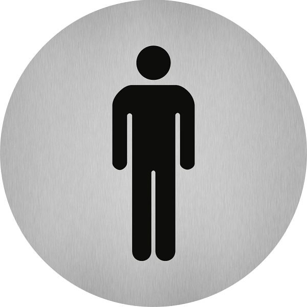 Moedel Piktogramm WC Herren, Edelstahl, selbstkleben, Ø 50 mm, 52488