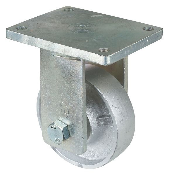 BS Rollen Schwerlastrolle, Bockrolle, Rad-Breite 45 mm, Rad-Ø 150 mm, Tragfähigkeit 600 kg, Lauffläche Guss, Radkörper Guss, Kugellager, RR110.C81.151
