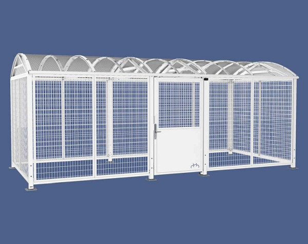 Procity Abschließbare Überdachung Vierkantrohr "Xl", mit Seitenverkleidung+Tür, Drahtgitter Beschichtet, Digital-Zahlencode, RAL 9010, 529096D.9010