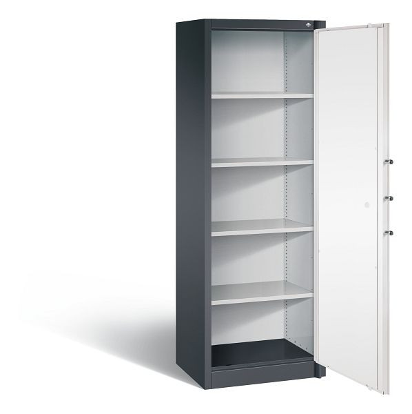 C+P Feuerschutzschrank Certos, H1950xB650xT500mm, Farbe: Schwarzgrau / Verkehrsweiß, Klinkengriff, 5 OH, 1161-000 S10222