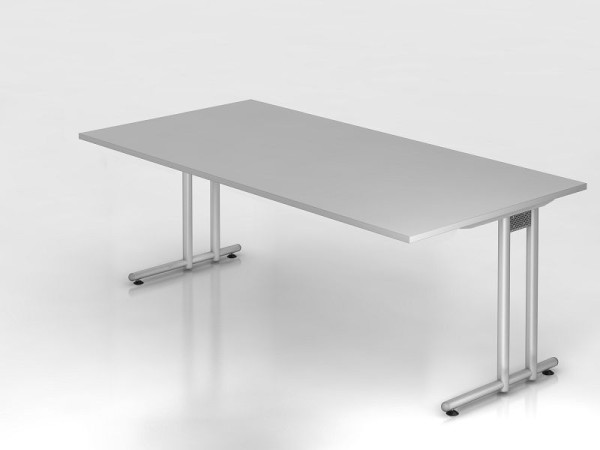 Hammerbacher Schreibtisch C-Fuß 200x100cm Grau/Silber, Arbeitshöhe 72 cm, VNS2E/5/S