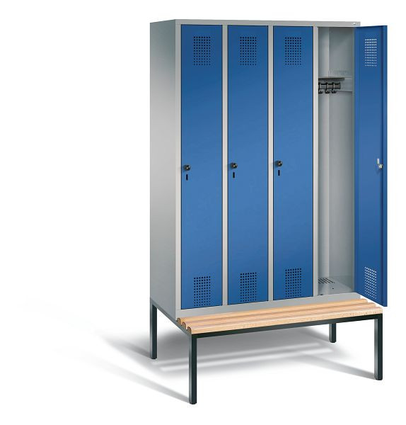 C+P Garderobenschrank Evolo, H2090xB1190xT815mm, Farbe: Weißaluminium / Enzianblau, 48050-40 S10719
