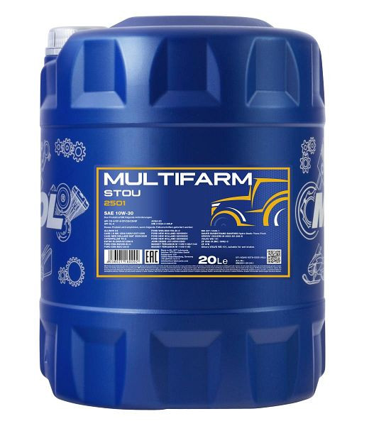MANNOL Motor-Getriebe-Motoröl 2501 Multifarm STOU 10W-30, VE: 20 l, MN2501-20
