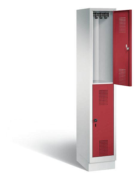 C+P Spind doppelstöckig Evolo, H1800xB320xT500mm, Farbe: Lichtgrau / Rubinrot, 48320-10 S10042