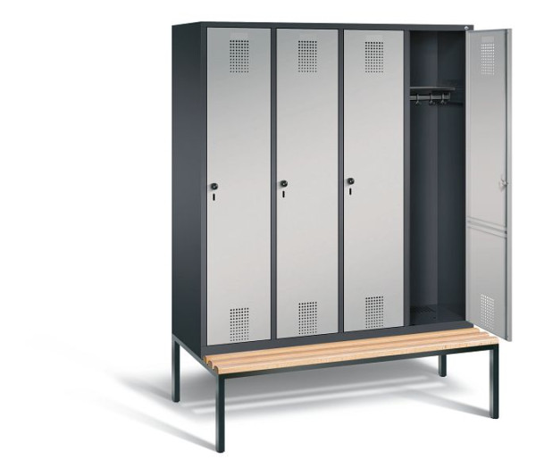 C+P Garderobenschrank Evolo, H2090xB1590xT815mm, Farbe: Schwarzgrau / Weißaluminium, 48050-42 S10035
