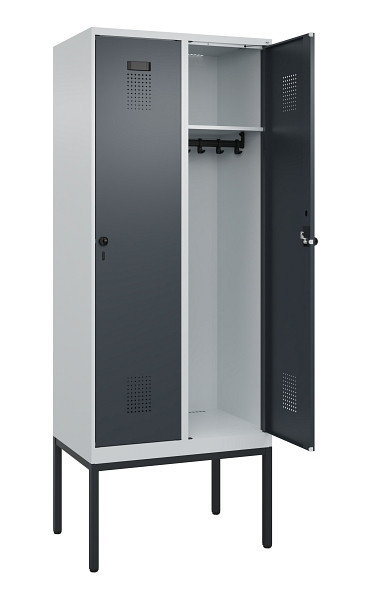 C+P Spind Evolo PLUS, Gestell, 2 Abteile, 2120x800x500mm, 7035/7016, Verschluss Drehriegel, Ablageböden 2, 0490307-22 S10012