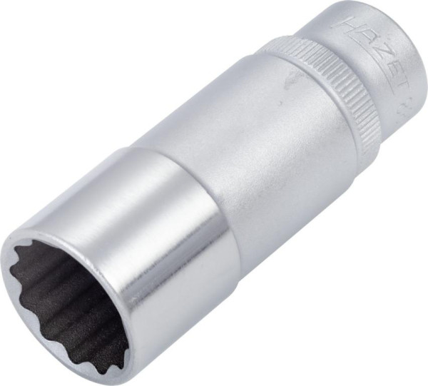 Hazet Steckschlüsseleinsatz, Doppelsechskant, Vierkant hohl 10 mm (3/8 Zoll), 17 mm, Lange Ausführung Mit Rändelung, 880TZ-17