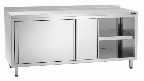 Bartscher Arbeitsschrank, B1800, Aufkantung, Schiebetüren, Zwischenboden, 338187
