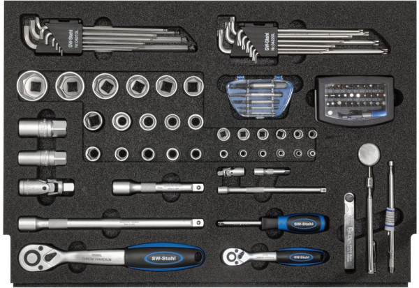 SW-Stahl Werkstattwagensortiment, Steckschlüssel 1/4" und 1/2“, 97-teilig, Z3000-14