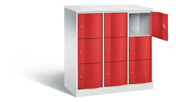 C+P Schließfachschrank Resisto, H1255xB1148xT540mm, Farbe: Lichtgrau / feuerrot, 8573-372 S10739