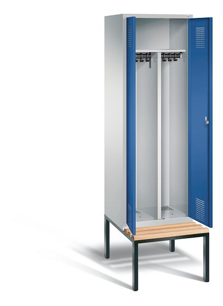 C+P Schwarz-Weiss-Spind Evolo, H2090xB610xT815mm, Farbe: Lichtgrau / Enzianblau, 48052-20 S10003