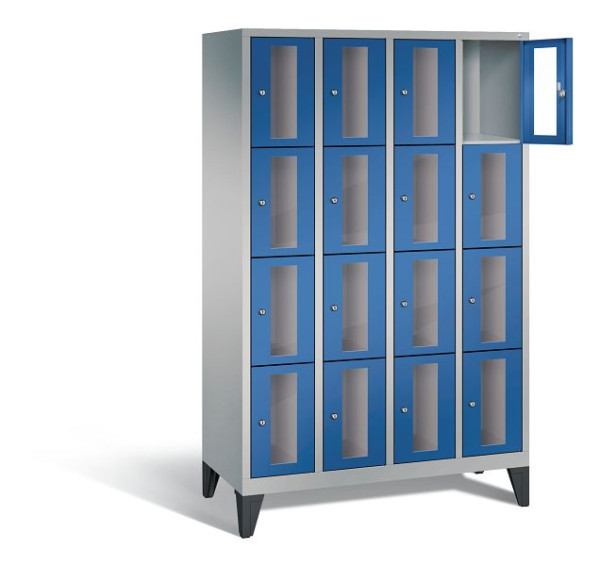 C+P Schließfachschrank Classic, H1850xB1190xT500mm, Farbe: Weißaluminium / Enzianblau, 8010A404 S10010