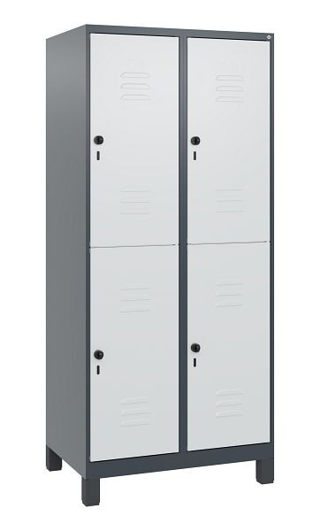 C+P Doppelstöckiger Spind Classic PLUS, Füße, 2 Abteile, 1800x800x500mm, 7016/7035, Drehriegel, 0803107-22 S10013