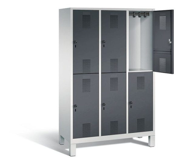 C+P Spind doppelstöckig Evolo, H1850xB1200xT500mm, Farbe: Lichtgrau / Schwarzgrau, 48310-32 S10147