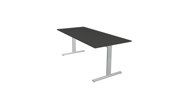 Kerkmann Schreibtisch Form 2 - B 1800 x T 800 x H 700-820 mm mit T-Fuß-Gestell in alusilber, anthrazit, 11020713