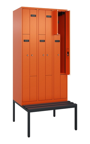 C+P Z-Spind Evolo PLUS, 6 Fächer, 2120x900x815mm, 2004/2004, Zylinderschloss, Material Sitzfläche Kunststoff, Sitzbank, 0490537-306 S10104
