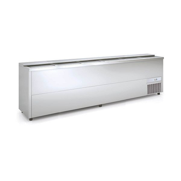 Vaiotec TOPLINE Getränkekühltruhe 550 mit 6 Edelstahlschiebedeckeln, 860 Liter, Breite: 2970 mm, 11636