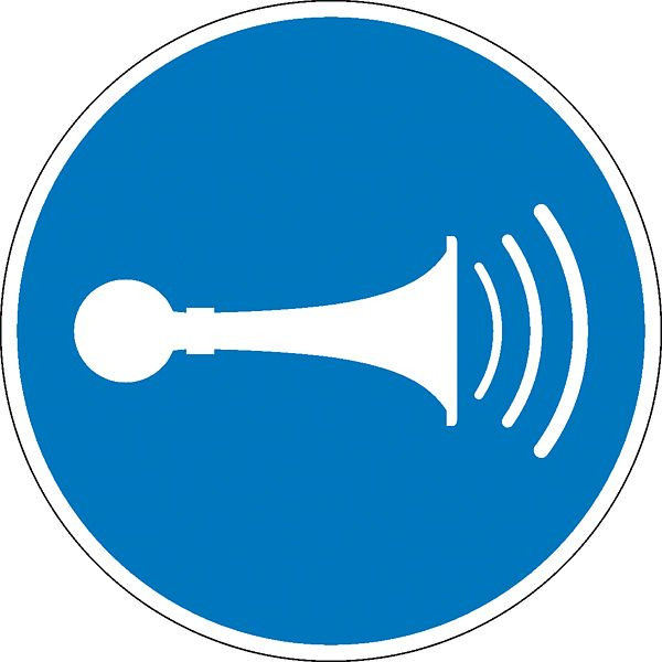 SafetyMarking Gebotsschild, Akustisches Signal geben, Ø 10 cm, Folie, selbstklebend, 21.A7470