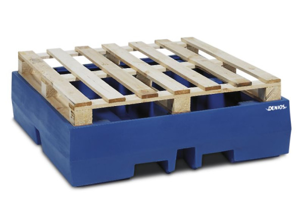 DENIOS Auffangwanne aus Polyethylen (PE) für 4 Fässer à 200 Liter, 405 Liter Auffangvolumen, 328302