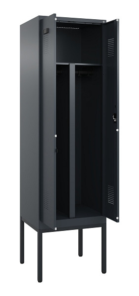 C+P PSA Doppel-Spind Evolo PLUS, Gestell, 2 Abteile, 2120x600x500mm, 7016/7016, Zylinderschloss, 0490327-20P S10043