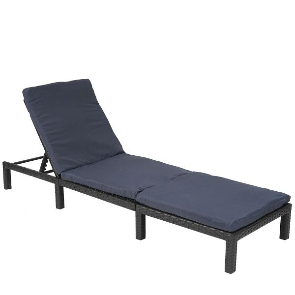 Mendler Poly-Rattan Sonnenliege HWC-A51, Relaxliege Gartenliege Liege, Basic anthrazit, Kissen grau, 59606