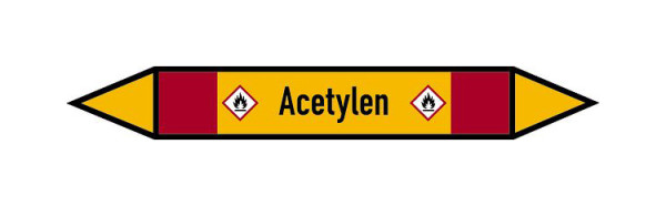 Schilder Klar Rohrleitungskennzeichen Acetylen, 100x15 mm Folie selbstklebend, 101544/30