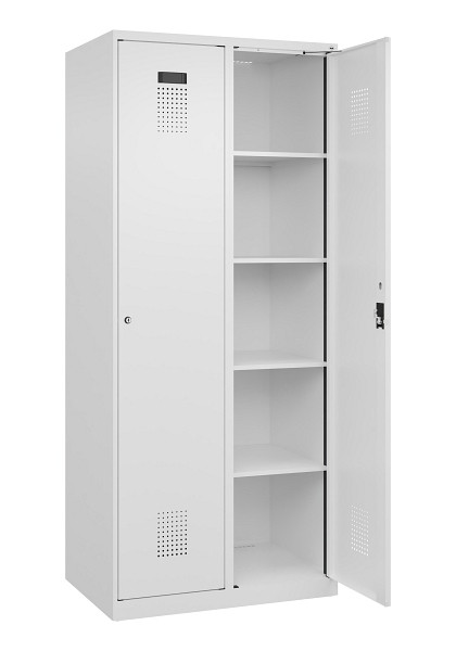 C+P Wäsche-Spind Evolo PLUS, 2 Abteile, 1850x800x500mm, 9016/9016, Verschluss Zylinderschloss, Ablageböden 8, 049000-22B S10047