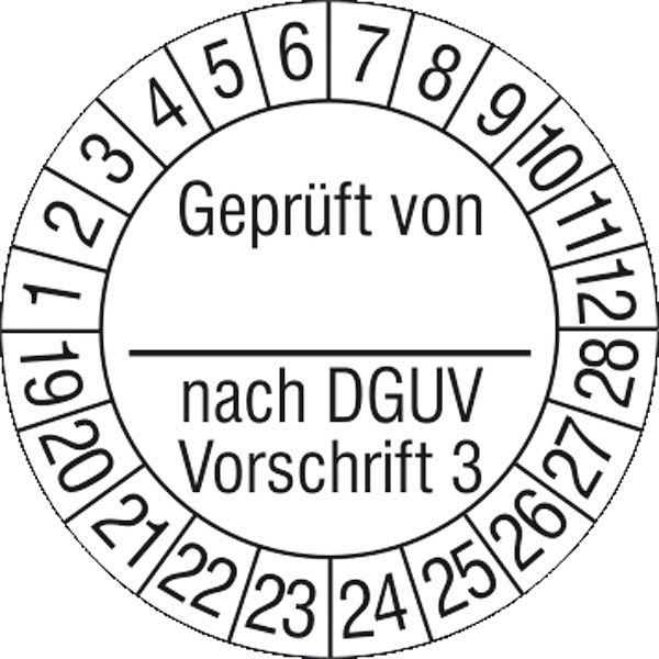 SafetyMarking Prüfplakette, Geprüft von_nach DGUV Vorschrift3, Prüfzeitraum: 19-24, Ø 3 cm, Folie, selbstklebend, VE: 15 Stück/Bogen, 30.C2130-19-24