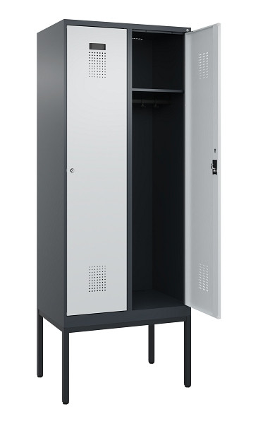 C+P Spind Evolo PLUS, Gestell, 2 Abteile, 2120x800x500mm, 7016/7035, Verschluss Zylinderschloss, Ablageböden 2, 0490307-22 S10044