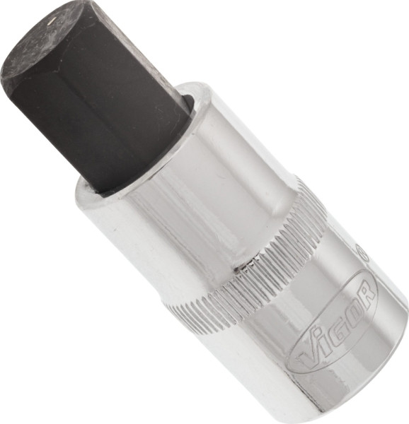 VIGOR Innensechskant Schraubendreher-Einsatz, Vierkant hohl 12,5 mm (1/2 Zoll), Innen-Sechskant Profil, 14 mm, Länge: 55 mm, V2107