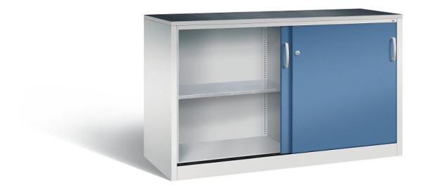 C+P Schiebetürenschrank Acurado, H1000xB1600xT600mm, Farbe: Lichtgrau / Fernblau, Bügelgriff, 2166-09 S10118