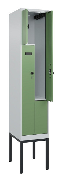 C+P Z-Spind Evolo PLUS, Gestell, 2 Fächer, 2120x400x500mm, 7035/6011, Drehriegel, 0490337-122 S10002
