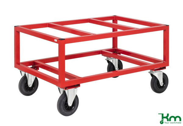 Kongamek Palettenwagen 1200x1000x650 mm, rot, mit Bremse, KM221-FIN-RB