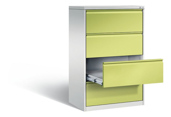 C+P Karteischrank Acurado, H1357xB787xT590mm, Farbe: Lichtgrau / Viridingrün, Griffleiste, 12934-322 S10054