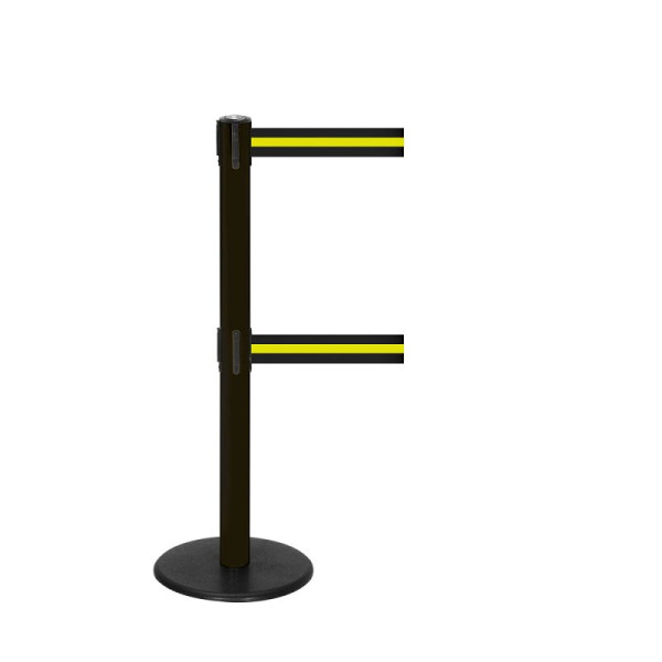 Stein HGS Personenleitsystem -P-Line Duo-, schwarz, schwarz/gelb/schwarz waagerecht (gestreift), mit magnetischem Gurtendstück, Gurtlänge: 2 x 4 m, 36405-0804