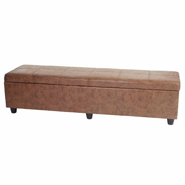 Mendler Aufbewahrungs-Truhe Sitzbank Bank Kriens XXL, Stoff/Textil, 180x45x45cm, Wildlederimitat, 33713