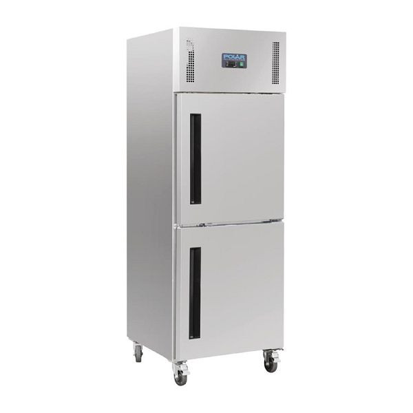 Polar Kühlschrank Edelstahl mit geteilter Tür 600L, CW193