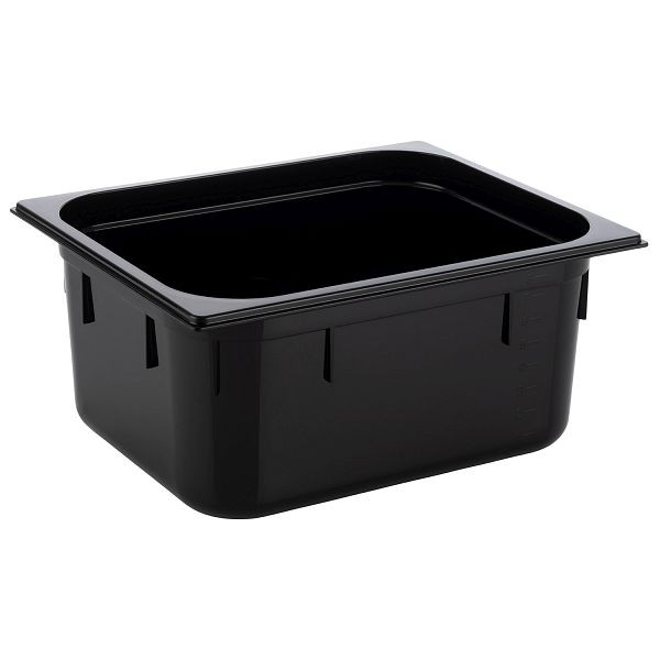 APS GN 1/2 Behälter, 32,5 x 26,5 cm, Tiefe: 150 mm, Polycarbonat, schwarz, 8,9 Liter, 82066