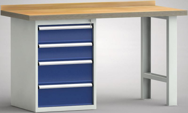 KLW Standard-Werkbank - 1500 x 700 x 840 mm L x T x H, links 2x150EA/2x200EA, WS515N-1500M40-E7023