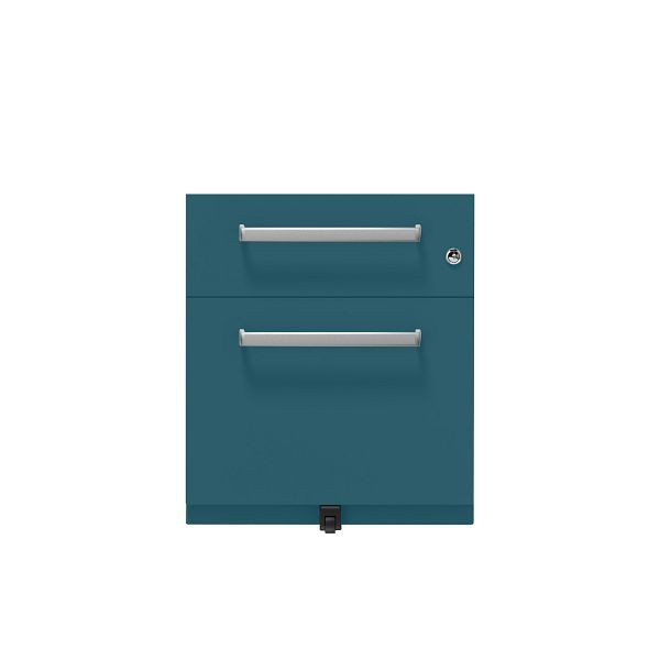 Bisley Rollcontainer Note™, 2 Schubladen, Tiefe 775 mm, Designgriff, 653 ozeanblau, NWH79M7BF653