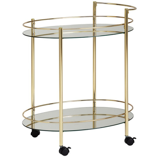 Wohnling Design Servierwagen Gold 67x79 cm Mobile Mini Bar, WL6.007