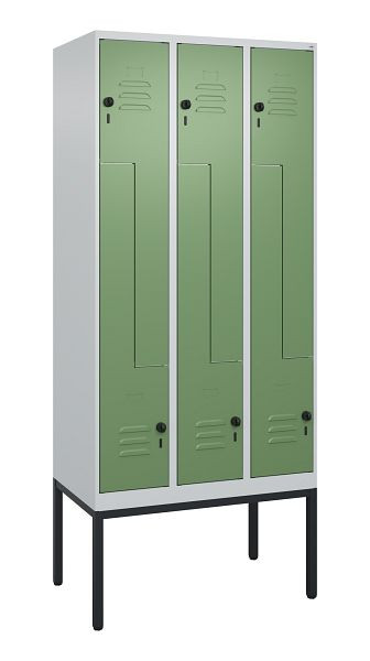 C+P Z-Spind Classic PLUS, Gestell, 6 Abteile, 2120x900x500mm, 7035/6011, Drehriegel, 0800337-306 S10006